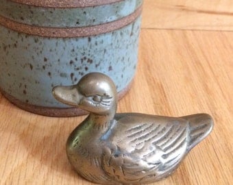 vintage little brass duck