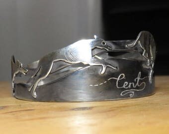 Greyhound Bracelet - Large Bangle - Silver Bangle - Running Dog - Dog Jewelry - Dog Lover Gift - Animal Lover Gift - Greyhound gift -