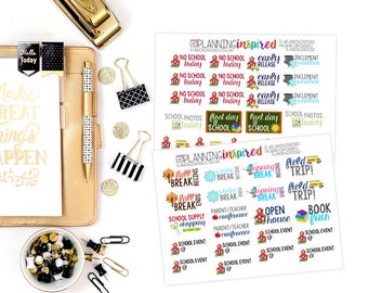School Stickers, School Stickers for Planner, set of 44 School Planner Stickers