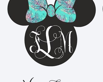 Minnie Mouse Lily Pulitzer Monogram Decal