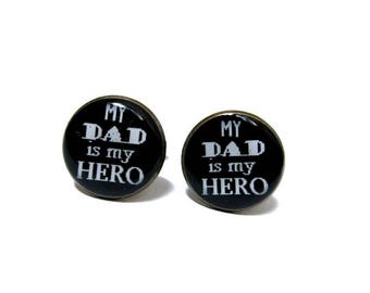 WEDDING CUFFLINKS - Father Of The Bride - My Dad iS My Hero - Cufflinks - Gift for father - Keepsake - Father's Day - Gift for dad