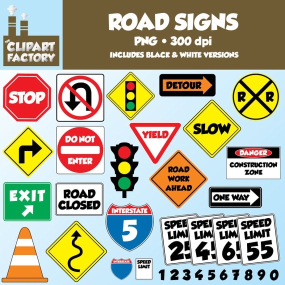 Clip Art: Fun Road Signs Traffic Signs 51 total images