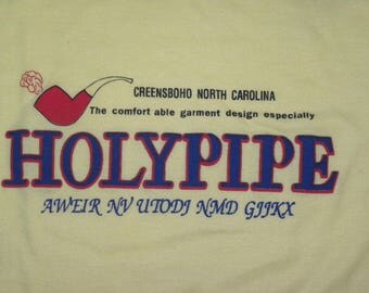 1970s 80s North Carolina T-shirt / Greensboro NC / Holy Pipe weird Pipe shirt / 36 - 37" Chest M