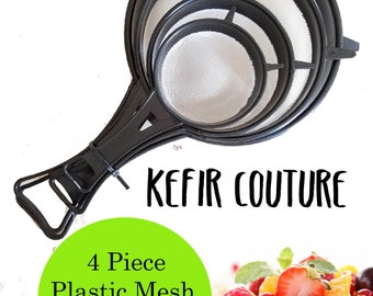 Collapsible Plastic Mesh Strainer 4 Piece Set For Kefir Kombucha