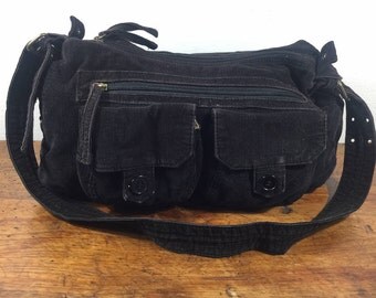 Black Corduroy Purse, Bag, Valerie Stevens, Shoulder Bag