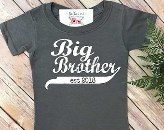 Big Brother Shirt, Promoted to Big Brother, Big Brother Gift, Pregnancy Reveal, Baby Announcement, Big Brother Reveal, Big Brother Est,