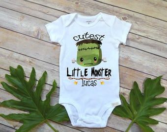 Halloween, Personalized Monster Shirt, Frankenstein Baby, Cutest Little Monster, First Halloween, Monster Theme, Trick or Treat,Personalized