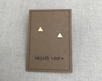 Tiny Triangle Stud Earrings Gold. Sterling Silver Posts. Geometric Studs. Basic Shape Earrings. Minimalist Everyday Jewelry. Gift Under 15
