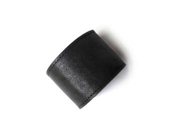 Bracciale In Pelle Uomo S471 Surfer, Polsino Nero Con Chiusura Regolabile, Nuovo