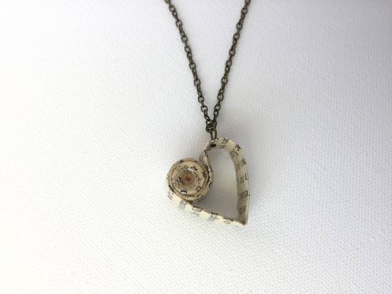 Book Page Heart Necklace Valentine's Gift First