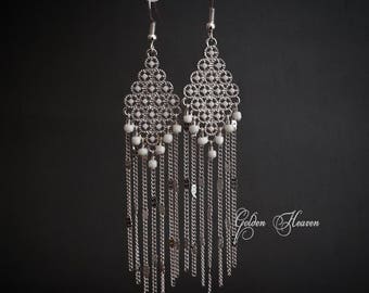 Princess Chandelier Gold Plated Earrings - Bara Boheme main image 1