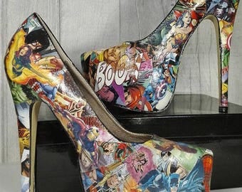 Superhero Comic Book Unique High Heel Shoes