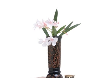 Wood vase decor, wooden vase decor, cylinder vase, flower vase pot, rustic wood vase, wood centerpiece vase