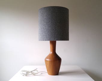 Walnut Table Lamp | Wood Lamp | Bedside Lamp | Living Room Lamp | Midcentury Style Lighting | Grey Lamp Shade | CSM+ #13 Table Lamp