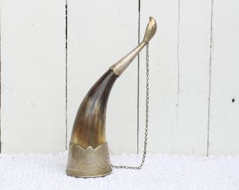 Soviet Drinking horn Vintage wine cup Decorative horn Viking drinking horn Old Cow horns Drinking horn holder Horn drinking glass Horn cup