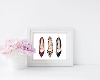 Fashion illustration Girly High heel wall decor Shoe
