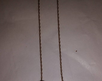 14k Solid Gold and Tiger Eye Beaded 20" Necklace Vintage