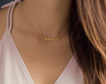 Gothic Name Choker Necklace Personalized sterling silver name Necklace Custom Bridesmaid Gift mother gift tiny name choker necklace