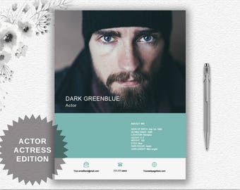Actor Resume Template With Photo + Cover Letter + Writing Tips Instant Download | Personalized Professional Resume Word Template