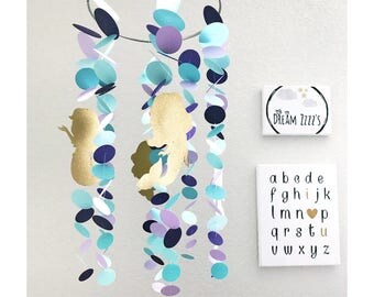 Mermaid Mobile - Baby Mobile - Mermaid Nursery - Mermaid Crib Mobile - Gold Nursery Decor - Mermaid Baby Shower - Teal Nursery Decor