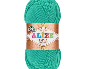 ALIZE DIVA STRETCH elastic yarn hand knit yarn Microfiber acrylic yarn silk effect hand knit crochet summer yarn spring yarn stretch yarn