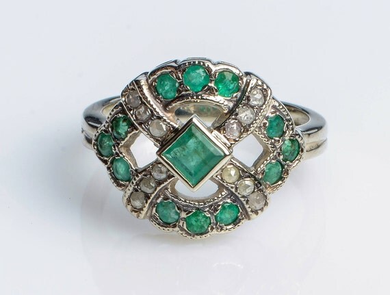 Emerald Ring White Gold Ring White Gold Emerald Engagement