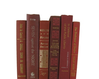 Brick Maroon Earth Tone Vintage Books, Vintage Wedding Decor, Vintage Photography Prop