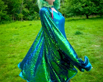 Holographic Sequin Cape Mermaid Unicorn Festival Glastonbury Burning Man