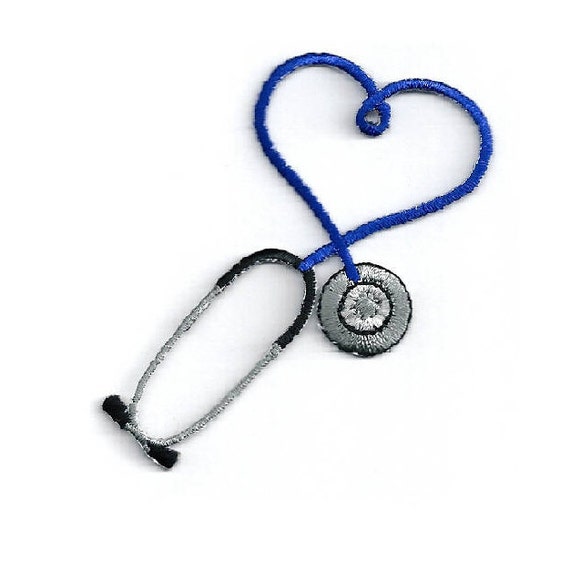 Embroidered Blue Stethoscope Iron On Applique Patch Medical