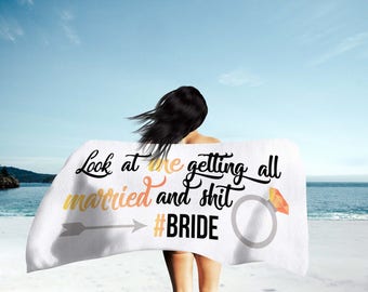 Bride Beach Towel - Beach Bridal Shower Towel - Beach Bride - Beach Bachelorette Party Prop Decorations - Bridal Shower Gifts For Bride