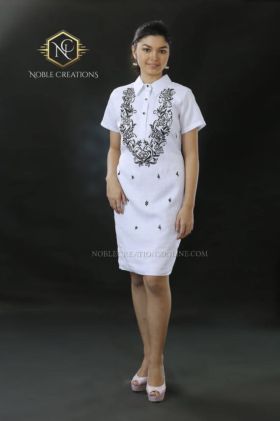 Modern FILIPINIANA Dress Linen BARONG TAGALOG Philippine