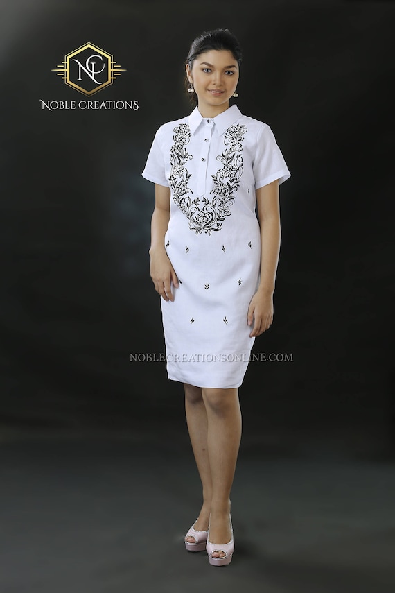 Modern FILIPINIANA Dress Linen BARONG TAGALOG Philippine