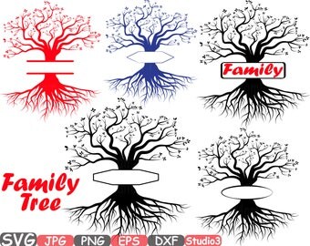 Split Family tree SVG Word Art Cutting Files Family Tree Deep Roots monogram clipart Silhouette Vinyl dxf Cricut Design Studio3 cameo -389s