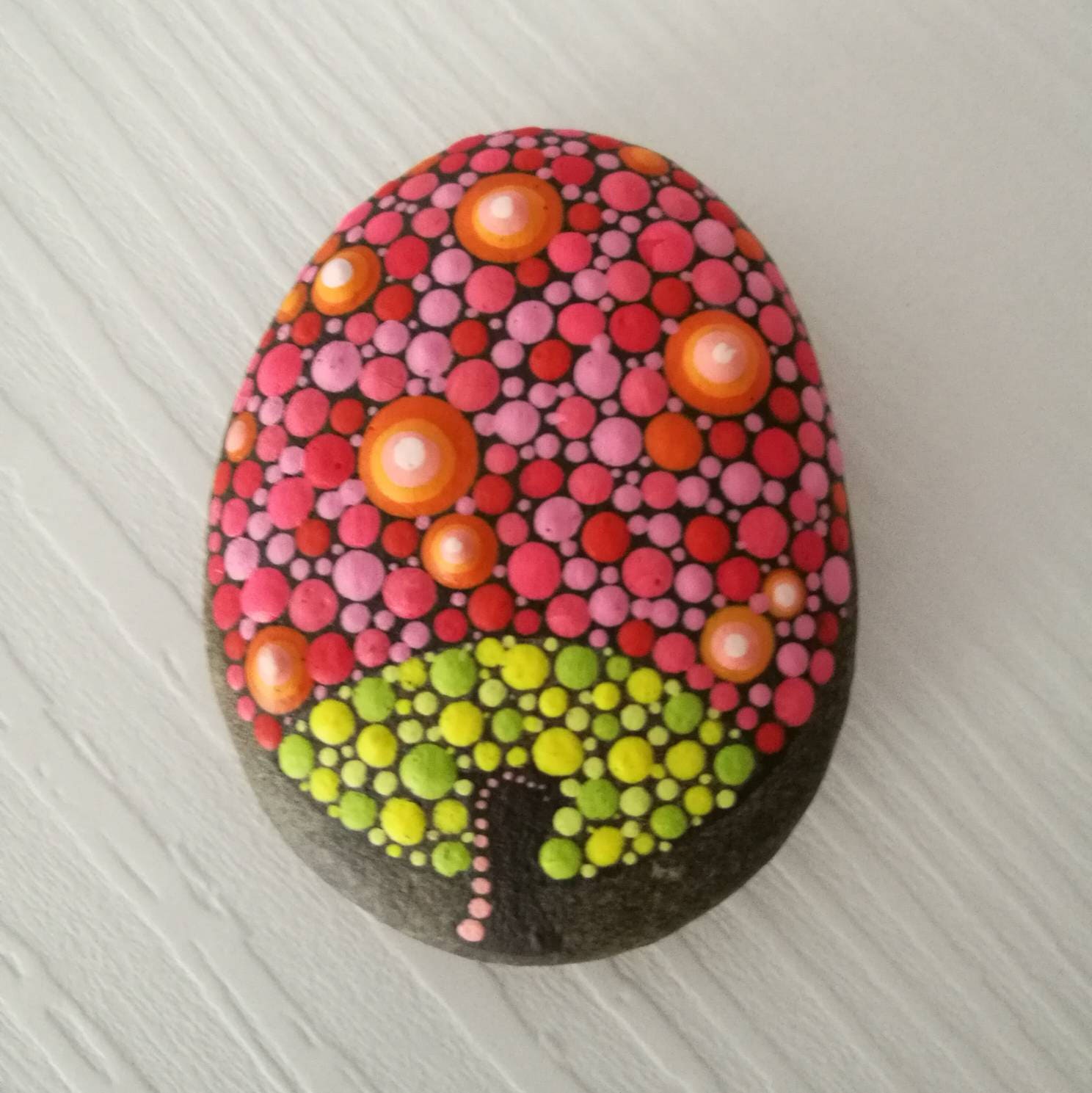 Mushroom Dot Art Painted stone painted rock Fairy garden