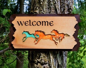 Wild Horse Wood Welcome Sign