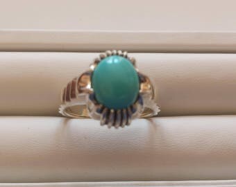 Turquoise Sterling Silver Ring, Turquoise Men's Ring, Sleeping Beauty Turquoise Ring, Genuine Sleeping Beauty Turquoise, December Birthstone