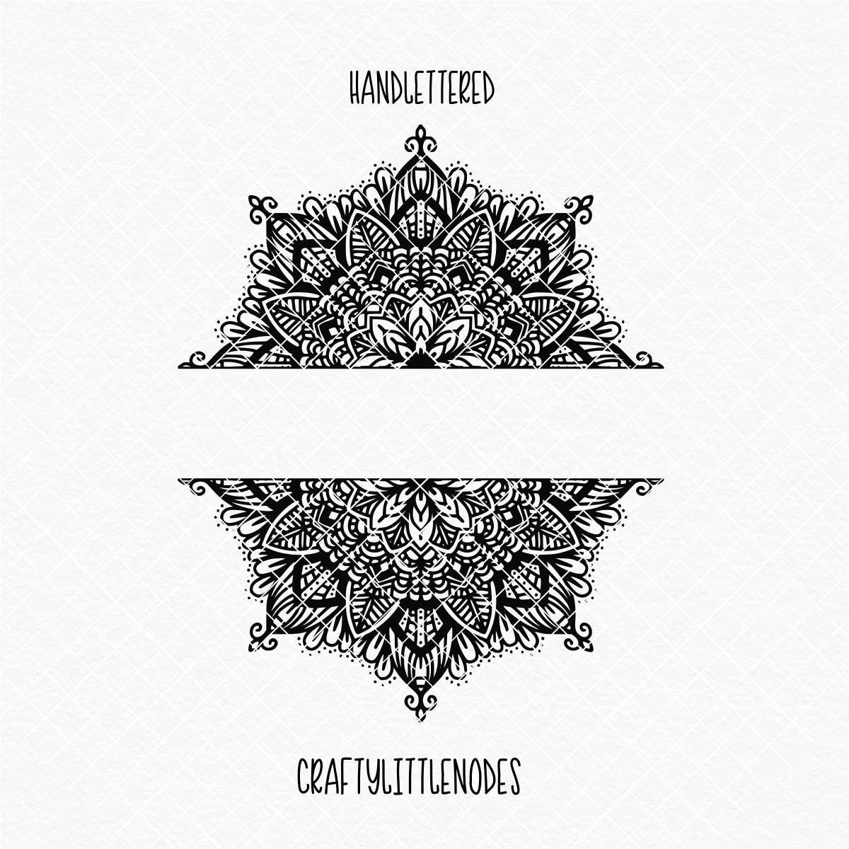 Download CLN0734C Split Half Mandala Hand Drawn Intricate Boho Sign SVG DXF Ai Eps PNG Vector Instant ...