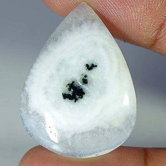 100% NATURAL Solar Quartz Pear Shape Cabochon White Color Gemstone. 29x38x6 mm. 47.25 Cts.