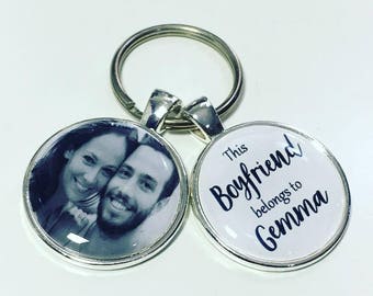 Boyfriend photo keyring, Boyfriend keyring, Boyfriend photo gift, This Boyfriend belongs to....., Boyfriend keyring