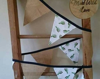 Funky cactus and burlap bunting