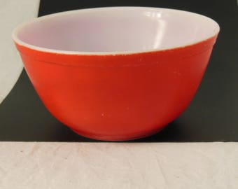 Pyrex Primary Red Vintage Bowl Mid Century Glass Bowl 1-1/4 Qt.