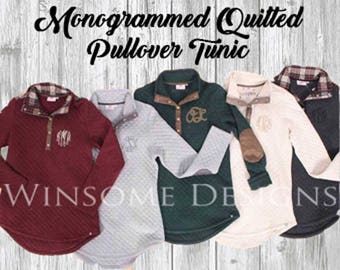 Monogram Pullover-Monogram Tunic-Monogram Fleece-Monogram Half Zip-Preppy Monogram Half Zip-Pullover With Monogram-Monogram Sweatshirt