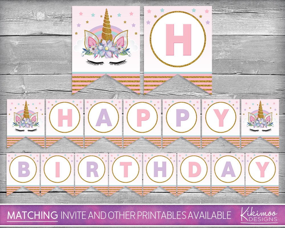 unicorn birthday banner unicorn birthday bunting unicorn