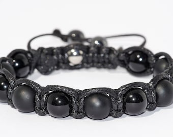 Agate gems steel/black/Hematite gemstone bracelet