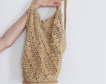 Vintage 70s Raffia Hippie Boho bag