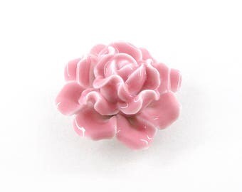 1pc Porcelain Flower, Pink Rose, Rose Pink Flower Pendant, Jewelry Pendant, Ceramic Flower, Flower Necklace Pendant, Beauty and the Beast