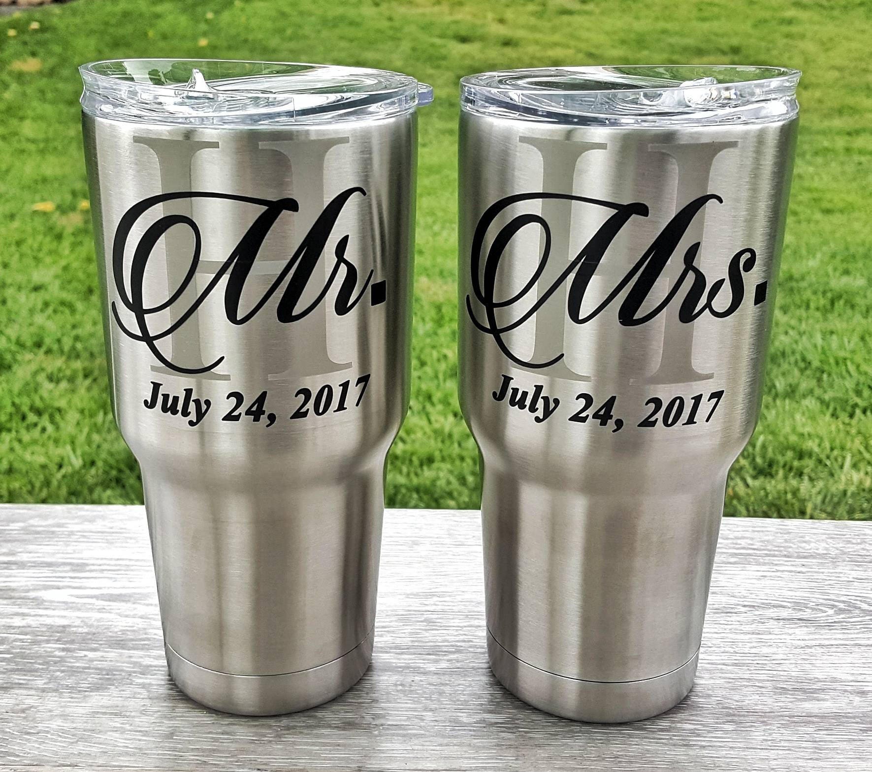 Stainless steel tumbler Set 30 oz. Mr. and Mrs. Wedding gift