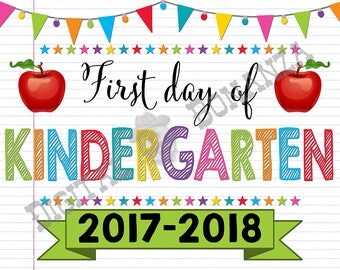 First Day of Kindergarten Sign, Instant Download, First Day of School Color Notebook, Back To School, Notebook Sign, Kindergarden, Printable