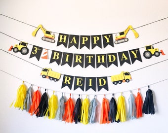 Construction Birthday Party | Boy Birthday | Construction Theme Birthday | Tractor Banner | Gold Rush Banner | Black and Yellow Decoratio