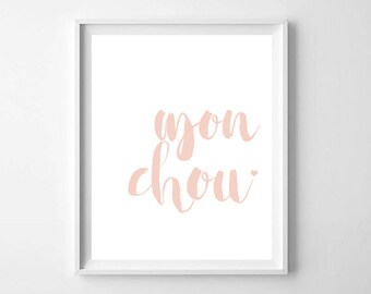 Mon Chou Wall Art PRINTABLE - Nursery Wall Art - Pink Nursery Wall Art - Minimal Nursery Wall Print - Kids Room Decor - Girls Room Print